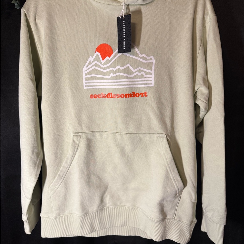 Men's XS Light Sage Hoodie with Graphic Seekdiscomfort